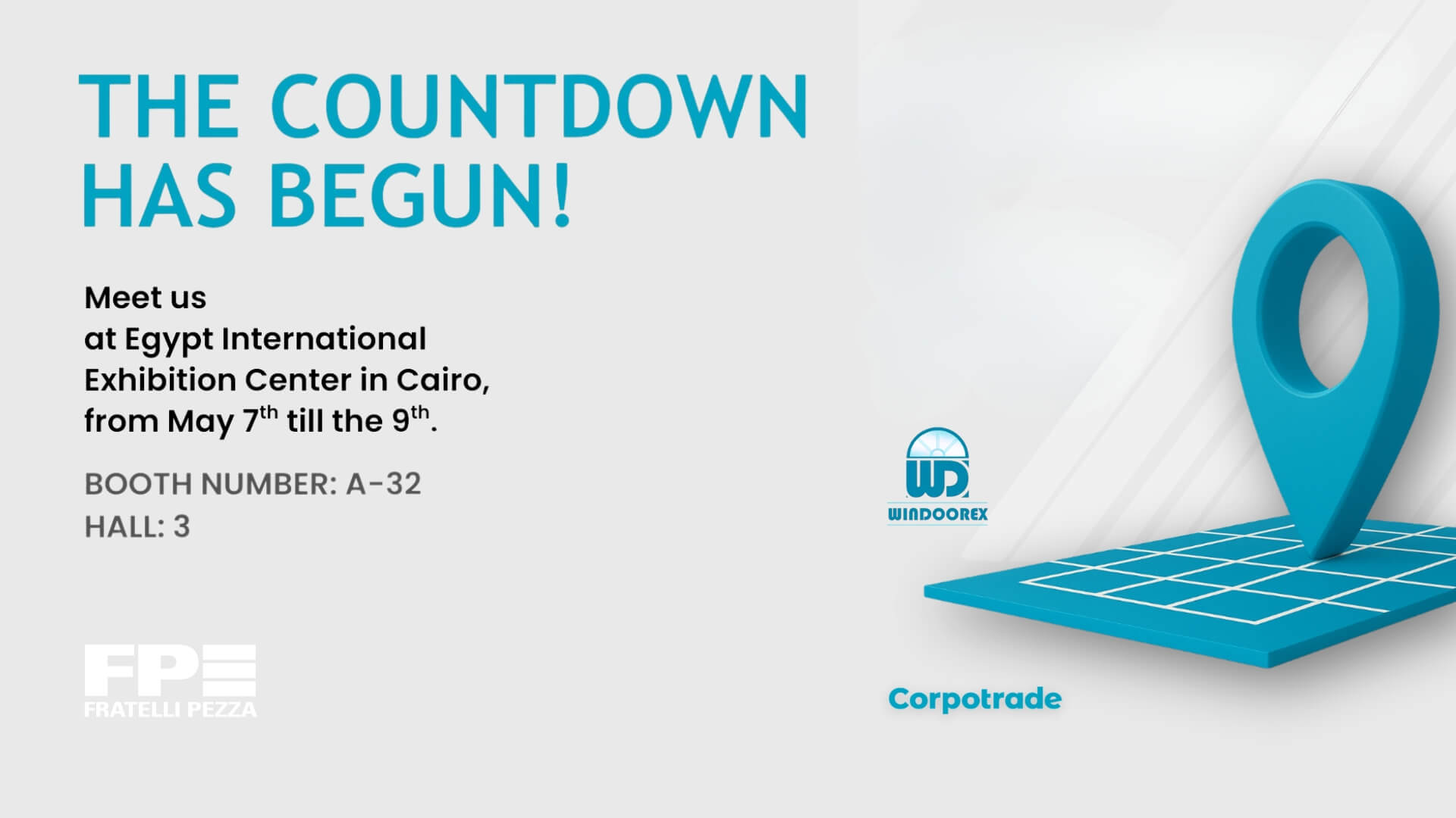 Fratelli Pezza technologies at Windoorex Cairo 2026 Corpotrade booth A32